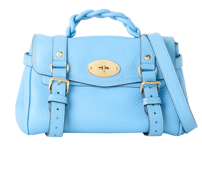 Mini Alexa Top Handle, £450, Handbags, Blue, Leather, Front view